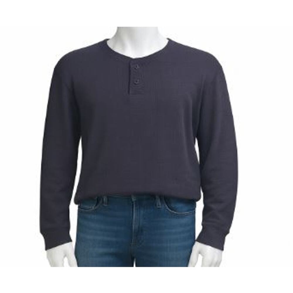 Vintage Faded Glory Blue Waffle Knit Henley | Men’s XL Long Sleeve